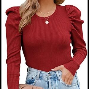 Dreamers Red Long Sleeve Puff Top